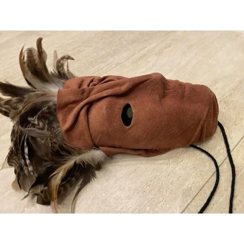 UNIQUE HANDMADE VINTAGE‎ Suede LEATHER/FEATHER MASK